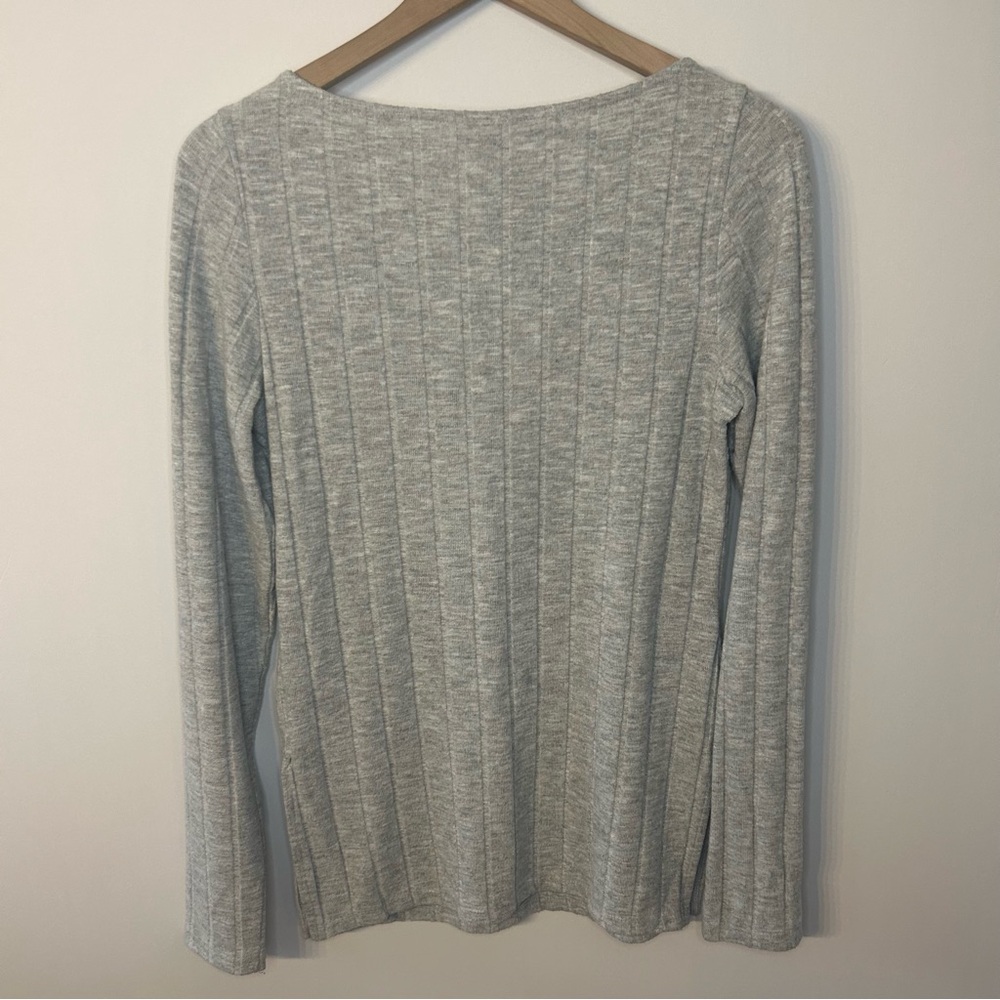 by Anthropologie Women’s Grey Scoop Neck Ribbed Side-Slit Tunic Sweater, Medium - Picture 7 of 10